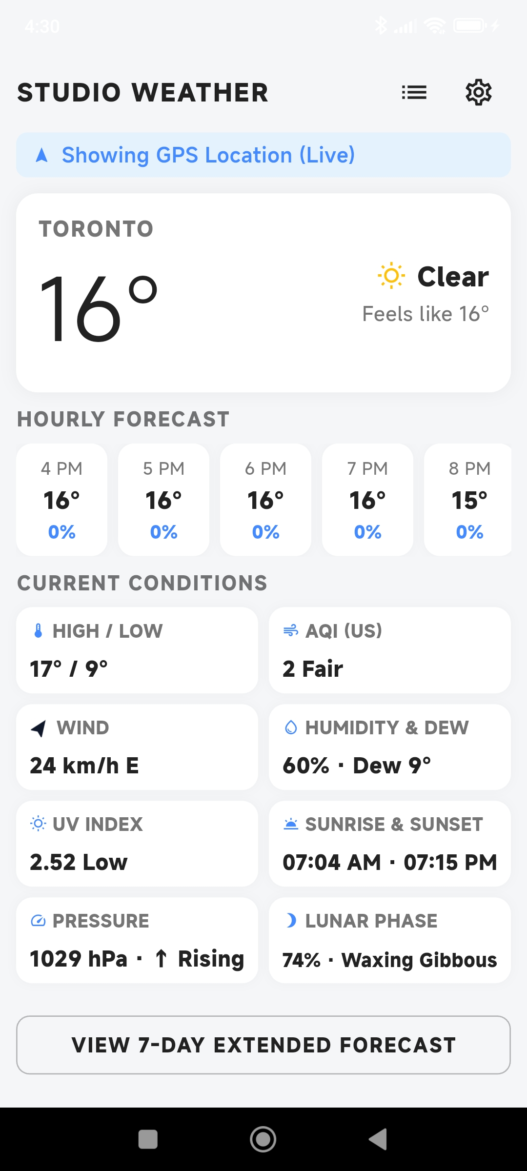 Studio Weather PRO Light Theme