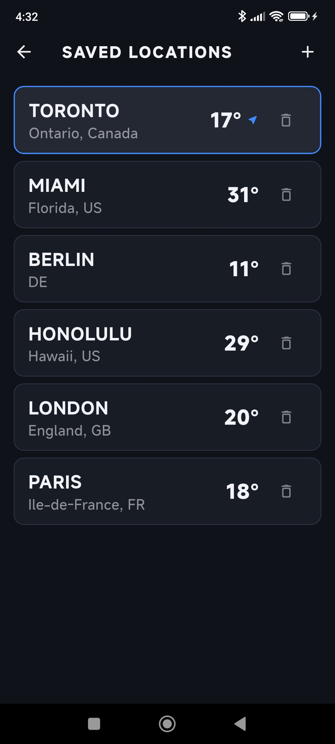 Studio Weather PRO Saved Locations
